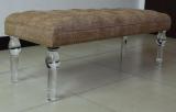 Linen Fabric bench with acrylic legs