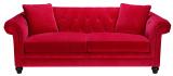 Modern sofa with red velvet fabric