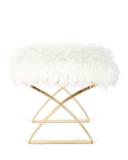X Base stool with Fur Leather