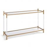 Acrylic console table with glass shelves
