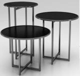 Metal Cocktail Table with black Glass top